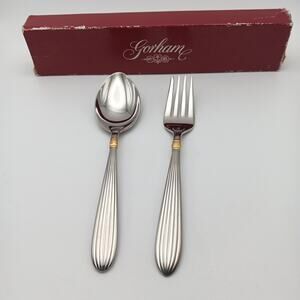 Gorham Golden Squire Place Spoon & Salad Fork Stainless 18/8 Flatware NOS